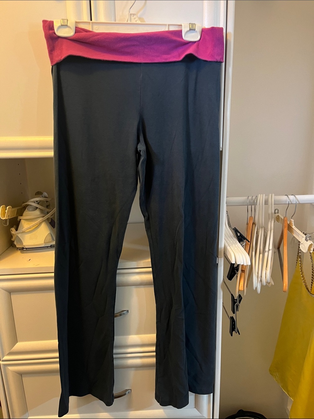 Victoria's Secret Black Boot Cut Pants with Pink Waistband